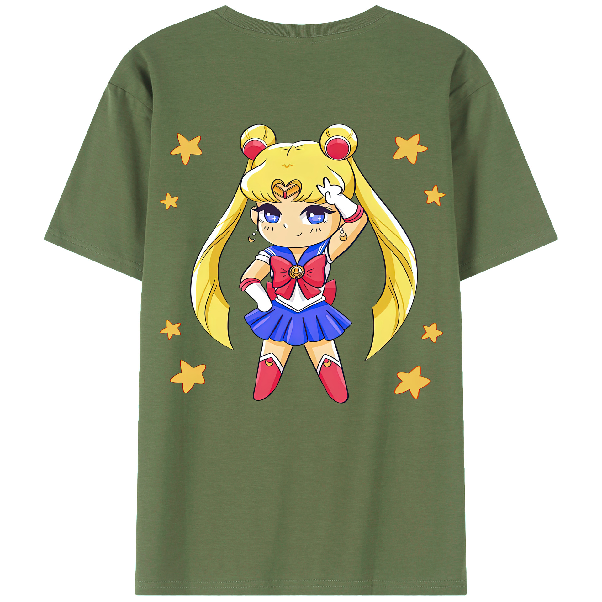 （画像用） 美少女戦士セーラームーン 月野 うさぎ つきの うさぎ Sailor Moon Tsukino Usagi 綿100％ メンズ半袖Tシャツ（バックプリント） 通気性